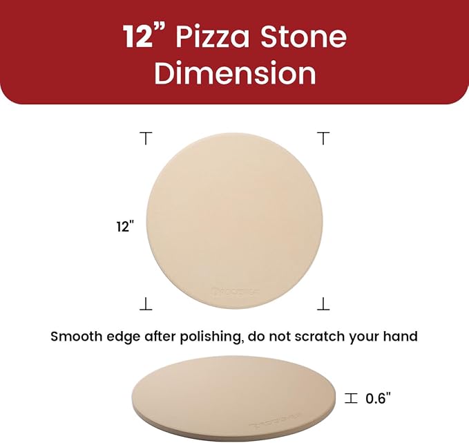 K ROCKSHEAT Pizza Stone Round, 12 Inch Cordierite Pizza Stone - Image 5