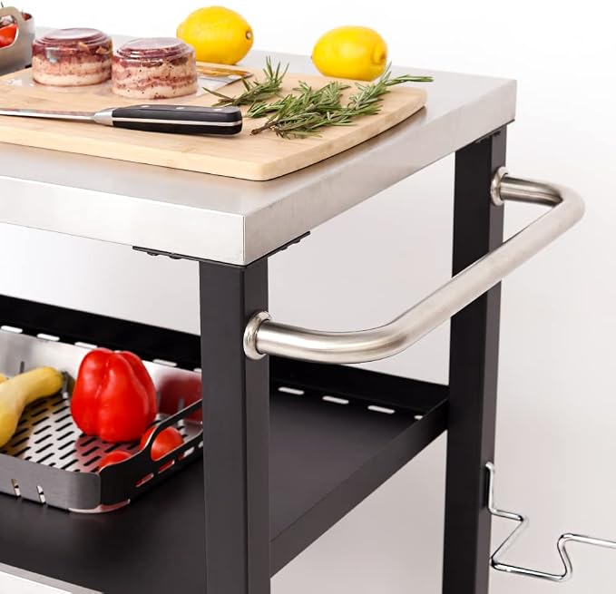 NUUK Three-Shelf Movable Outdoor Dining Cart Table - Image 7