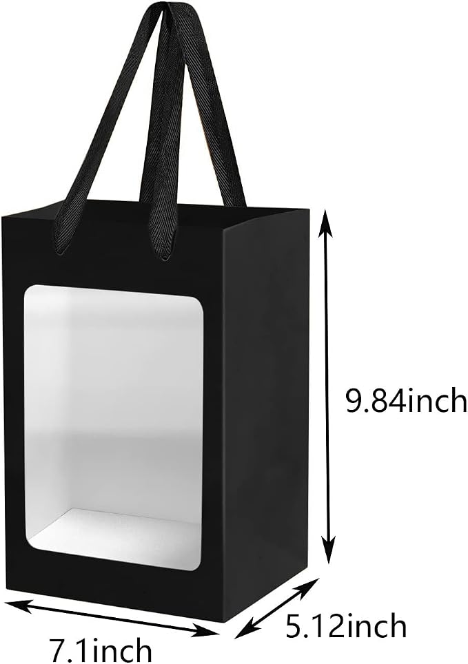 BallHull 12 Pcs Black Kraft Paper Gift Bags - Image 2