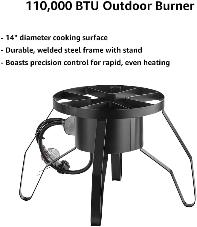 Portable Gas Stove with Hose Guard, Steel Heavy Duty Single Burner Outdoor - Image 2