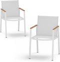 Outdoor Dining Chairs Set of 2, Aluminum Patio Dining Chairs by Oasbira