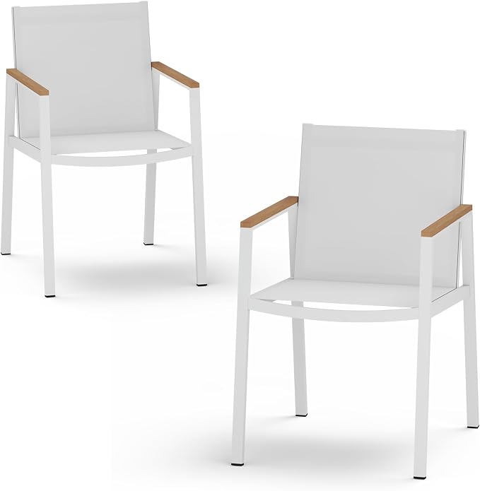 Outdoor Dining Chairs Set of 2, Aluminum Patio Dining Chairs by Oasbira