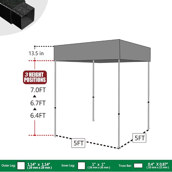 Eurmax USA Printed 5x5 Flat Top Pop Up Canopy Tent Commercial Instant Canopies - Image 2