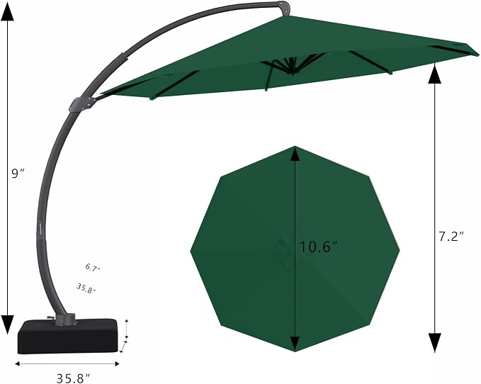7 Piece Patio Dining Set with 11ft Patio Umbrella, 7 Navy Outdoor HDPE Dining - Image 2