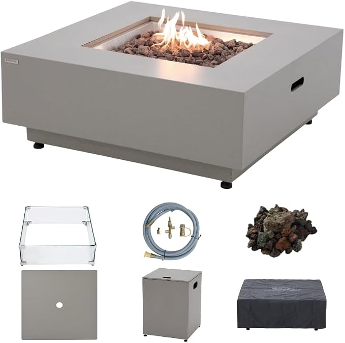 Ashton 36” Propane Fire Pit Smokeless Firepit Converts to Outdoor Gas Fire Pit by SolLiving