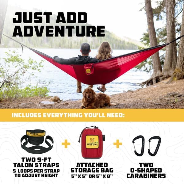 Hammock for Two, 500 lb Nylon Camping Hammock with Tree Straps