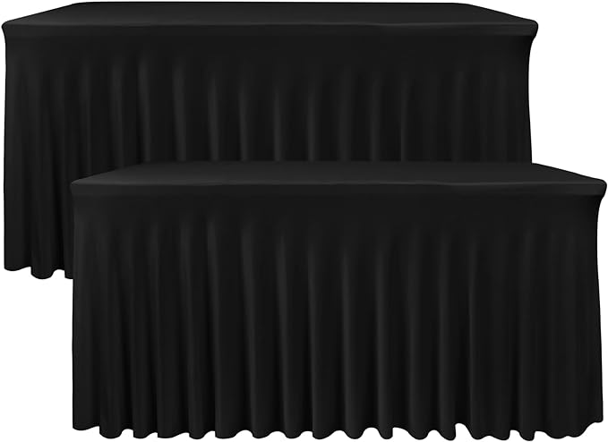 Nasitos Black Table Skirt for 8 Foot Rectangle Tables, 2 Pack by Nasitoshomedecor