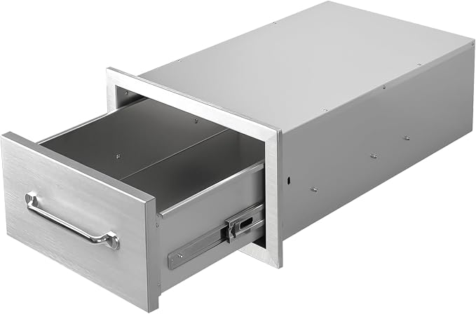 Outdoor Kitchen Drawers 14" W x 8.5" H x 23" D Stainless Steel Single Drawers by Unknown