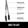 Tongs with Silicone Scalloped Edges and Stainless Steel Build, Black