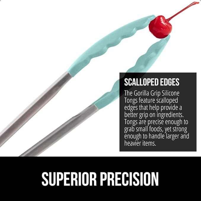 Tongs with Silicone Head and Stainless Steel Frame in Mint