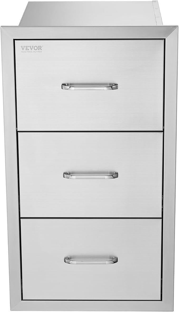 VEVOR 17W x 30H x 21D Inch Outdoor Kitchen Stainless Steel Double Access Drawers - Image 11