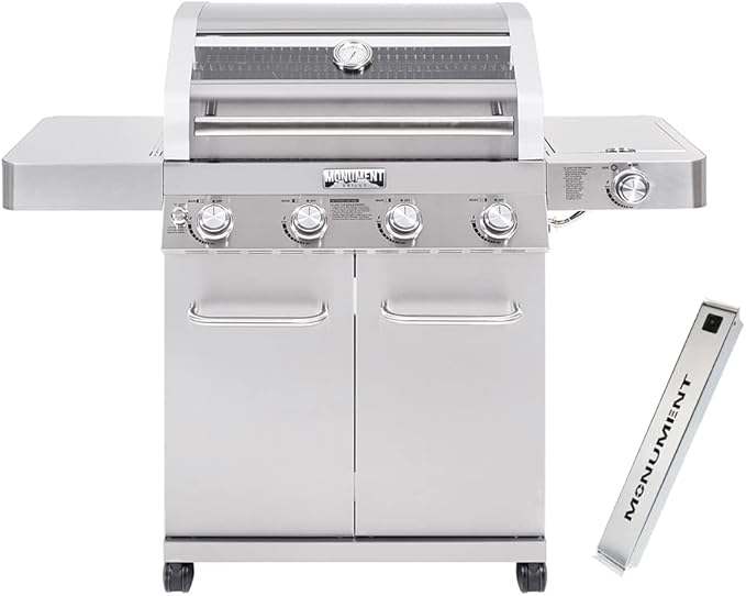 Monument Grills Larger Convertible 4-Burner Natural Gas Grill Stainless Steel by MonumentGrills