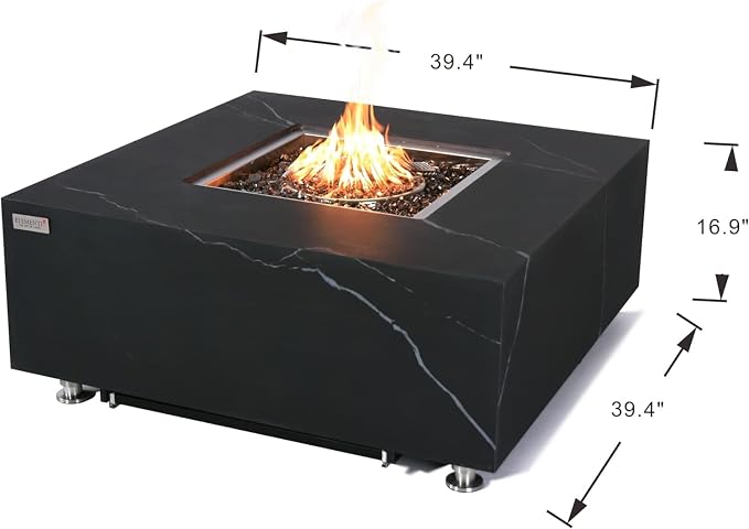 Elementi+ | Bundle Sofia Gas Fire Pit | Marble Porcelain & Metal Frame | 40" - Image 2