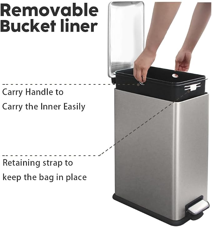 Bathroom Bin 17L, Kitchen Bins Small Trash Can - Image 6