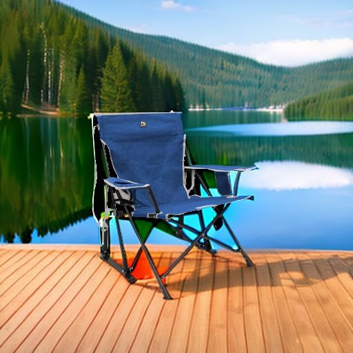 Camping Rocking Chair, Heathered Royal Steel Frame, 250 lb Capacity