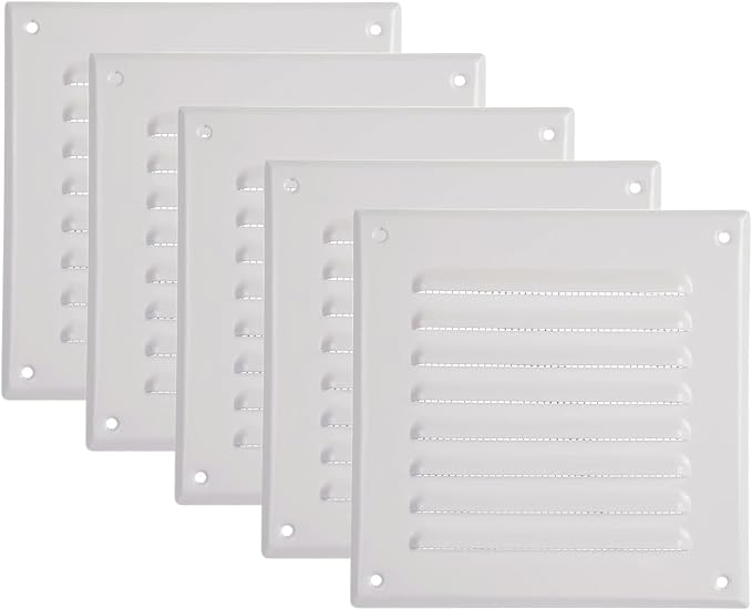 Vent Systems - 5 x 5 Inch Pack of 5 White Metal Square Soffit Air Vent Grille by VentSystems