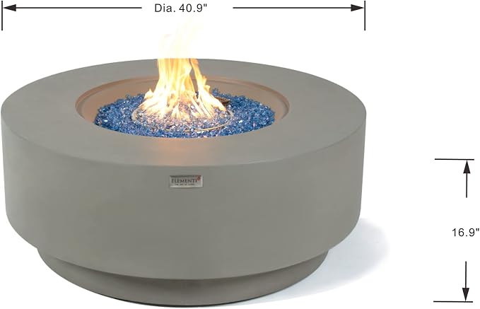 Elementi+ | Colosseo Gas Fire Pit Cast Concrete 40" Dia. Round Fire Table - Image 2
