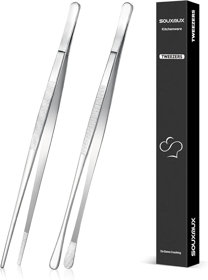 Tongs Set of 2, 10-Inch Stainless Steel with Serrated Tips