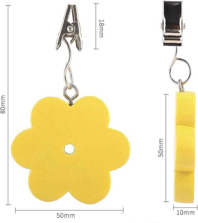 TwoFish Home Set of 4 Yellow Flower Resin Table Cover Tablecloth Weights Clips - Image 5