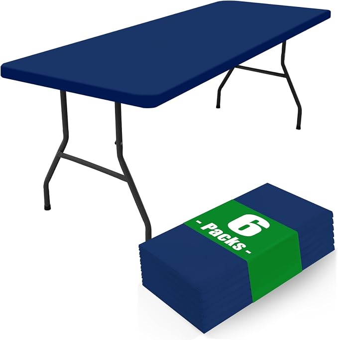 Spandex 8 Foot Rectangle Table Cloth 6 Pack, Elastic Fitted Tablecloths by Moosfor