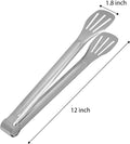 Tongs, 12-Inch Stainless Steel Serving Tongs, 6-Piece Set