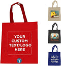 DISCOUNT PROMOS Custom Cotton Canvas Tote Bags Set of 1, Personalized Text by DISCOUNTPROMOS