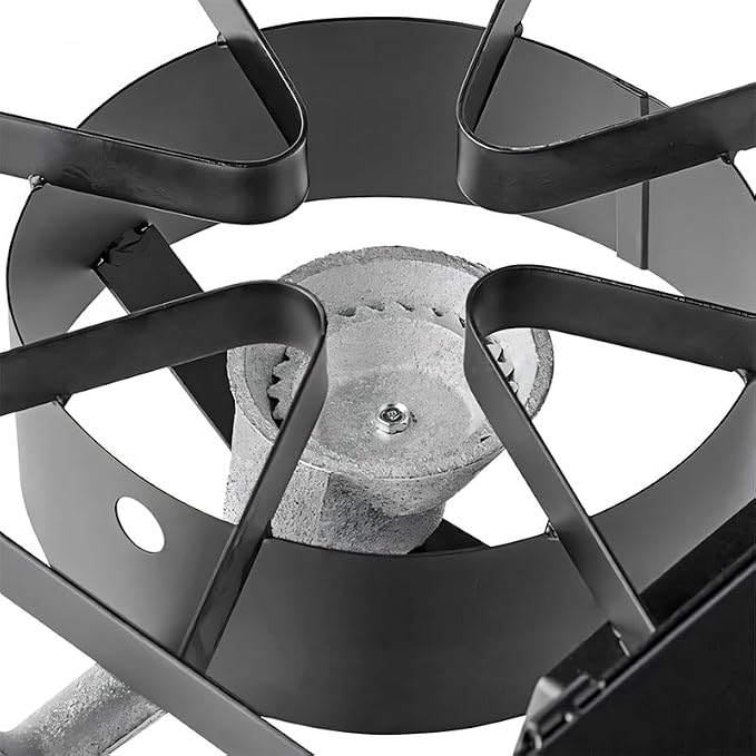 Gas Stove with Hose Guard and Side Shelves, Steel Heavy Duty Double Burner - Image 4