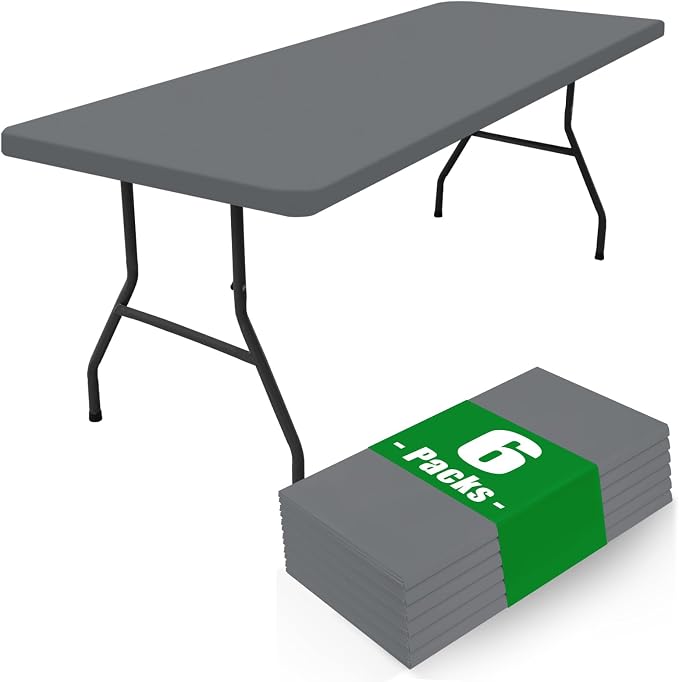 Spandex 4 Foot Rectangle Table Cloth 6 Pack, Elastic Fitted Tablecloths by Moosfor