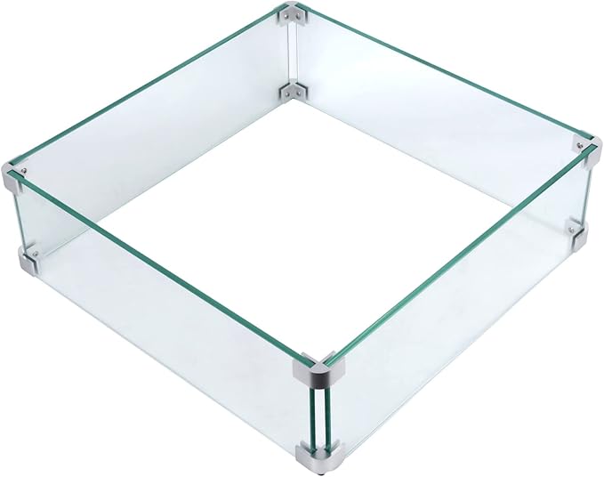 Fire Pit Wind Guard, 17.5 Square Fire Pit Glass Wind Guard Made of Clear by ProtectYourOutdoorProductsforLongerLife
