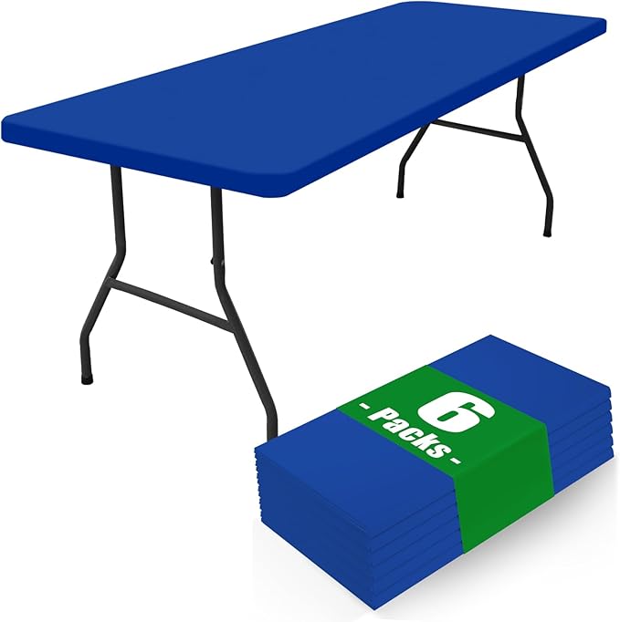 Spandex 8 Foot Rectangle Table Cloth 6 Pack, Elastic Fitted Tablecloths by Moosfor