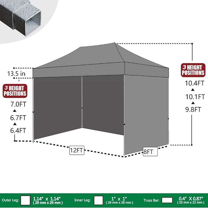 Eurmax USA 8'x12' Pop-up Canopy Tent Commercial Instant Canopies - Image 2
