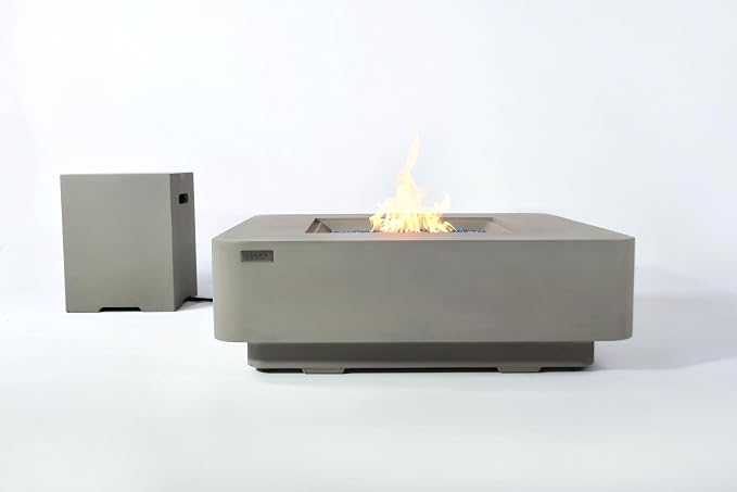Elementi+ | Bundle Lucerne Gas Fire Pit Cast Concrete 42" Square Fire Table - Image 8