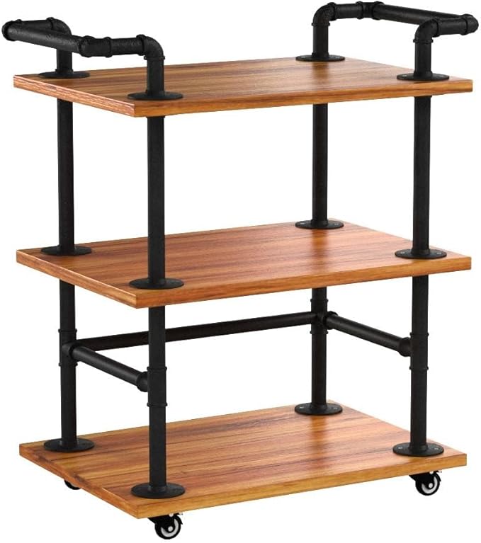 Industrial Pipe Bar Carts/Serving Carts/Kitchen Carts/Wine Rack Carts on Wheels - Image 4
