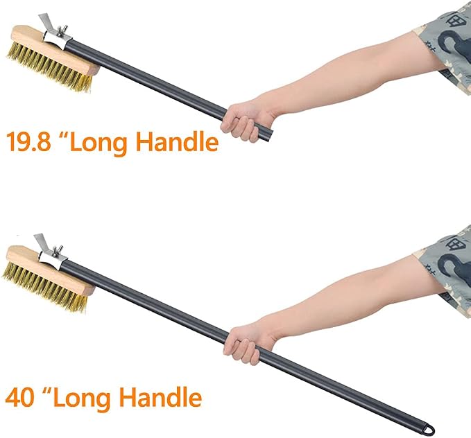 Pizza Oven Brush with Scraper Brass Bristles Pizza Brush - Image 6