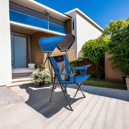 Folding Camping Chair with UPF 50+ Canopy, Royal Blue Alloy Steel