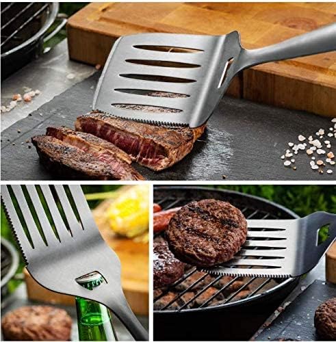 Barbecue Tool Set, 3-Piece Stainless Steel Grill Utensils with Opener