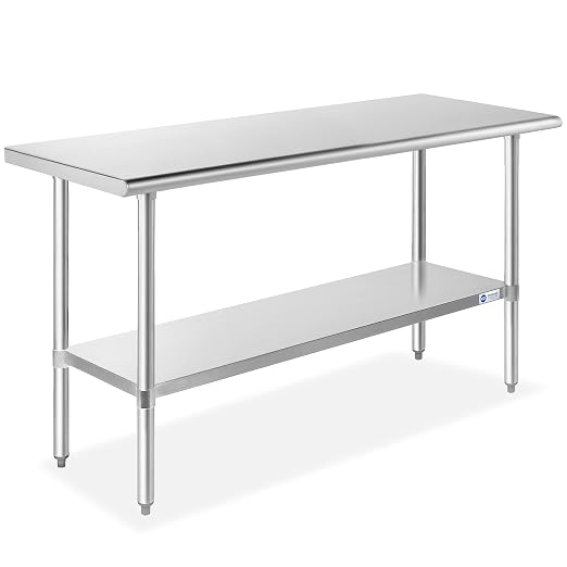 GRIDMANN Stainless Steel Work Table 60 x 24 Inches, NSF Commercial Kitchen Prep by GRIDMANN