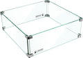 Holy Fire 17.5" L x 17.5" x 6" Square Fire Pit Glass Wind Guard Clear Tempered by HOLYFIRE