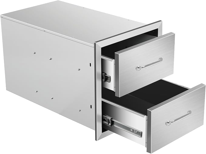 Outdoor Kitchen Drawers 14"Wx15"Hx23"D Flush Mount Access 2-Drawer BBQ by Unknown