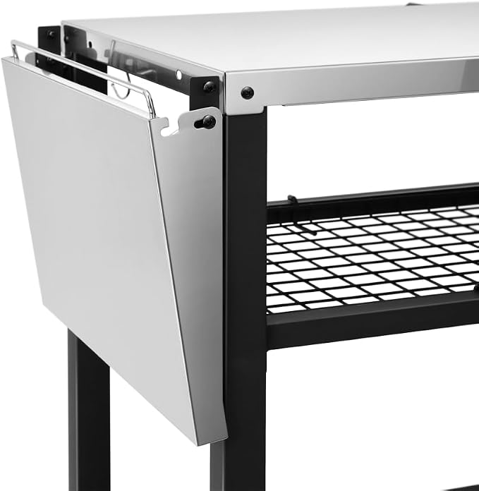 EDOSTORY Outdoor Grill Cart Pizza Oven Stand, Three-Shelf Stainless Steel Food - Image 6