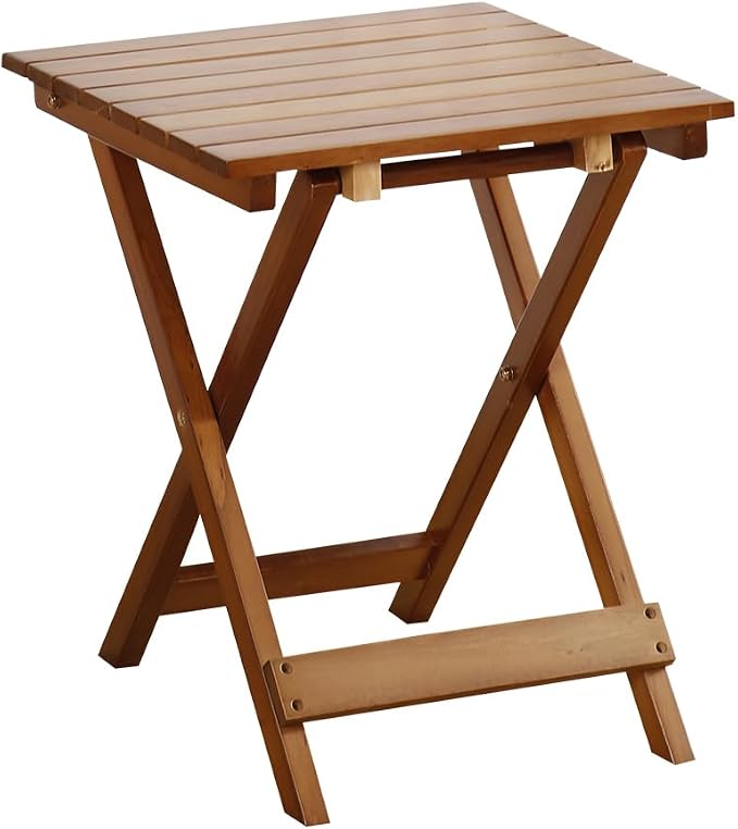 Small Side Table Square Folding, Patio Foldable Wooden End Table by BestforYou