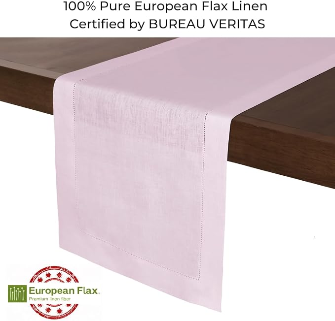 D'Moksha Homes Linen Pastel Pink Table Runner 48 Inches - Image 2