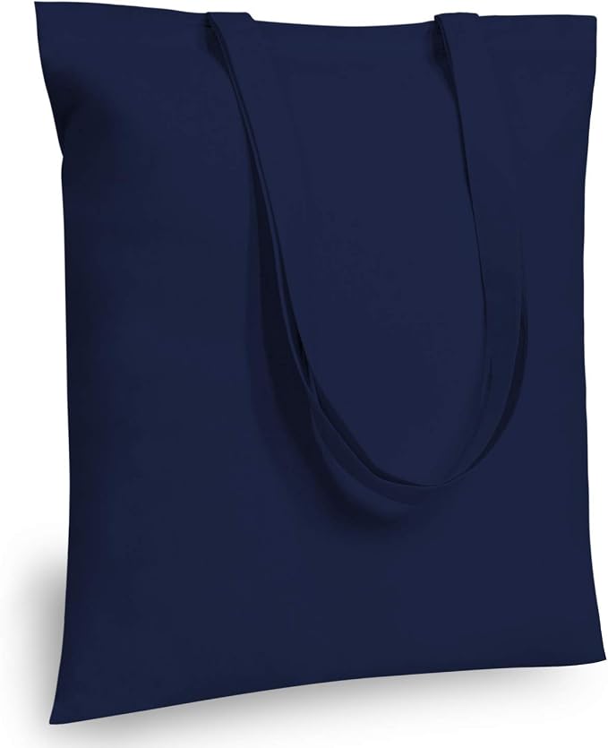 TOPDesign 24-Pack Economical 16"x15" Navy Blue Cotton Tote Bag, Lightweight by TOPDesign