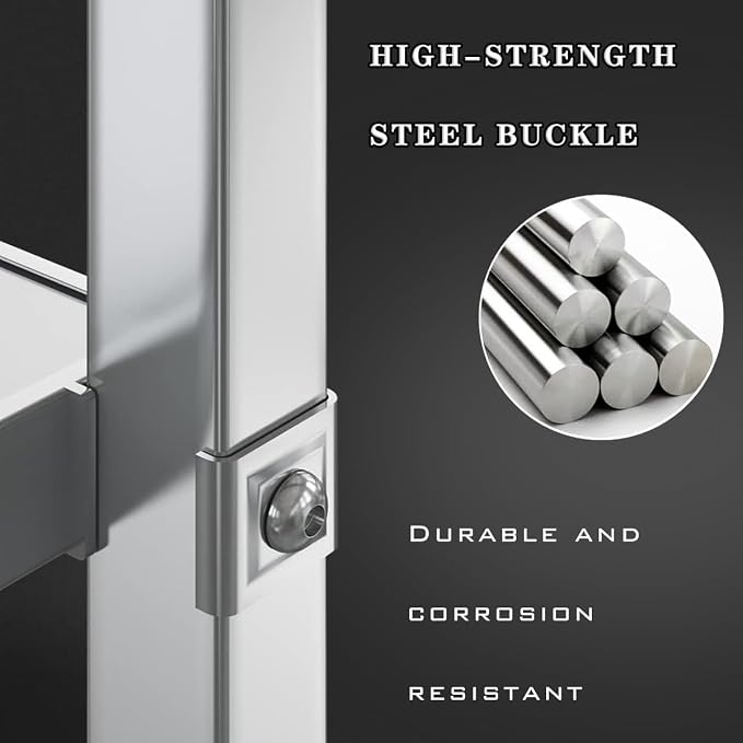 tonchean Extra Large 3 Tier Stainless Steel Cart 37.4 x 19.7 x 37.4 Inch - Image 7
