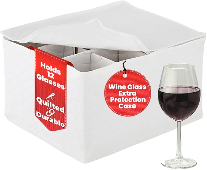 LAMINET Quilted Wine Glass Storage Case by LAMINET