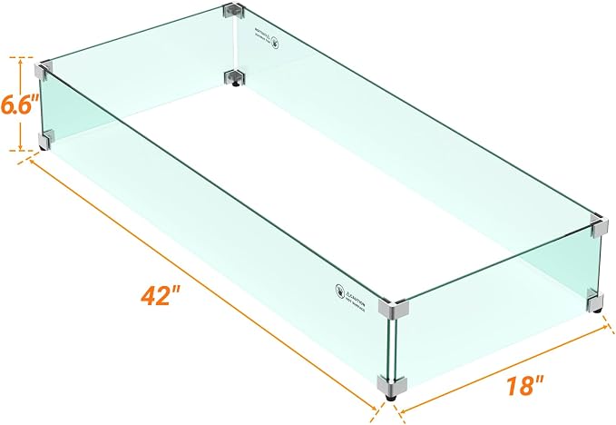 Skyflame 42" X 18" Rectangular Fire Pit Glass Wind Guard Replacement - Image 2