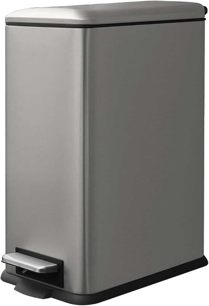 8 Gallon Trash Can with Lid, Stainless Steel Bathroom Garbage Can with Removal by JM%C2%B7YIPENG