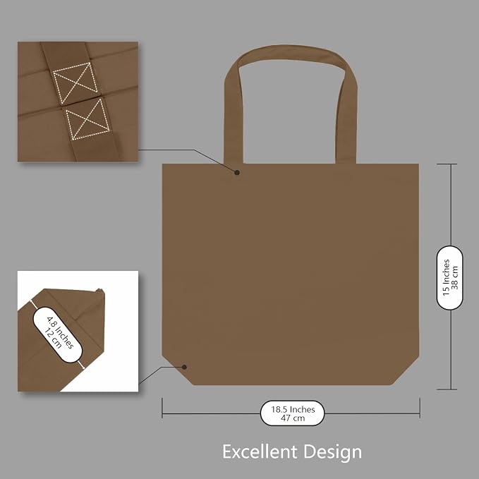 TOPDesign 1-Pack Super Strong Large 12oz Cotton Canvas Tote Bag, Reusable - Image 5