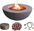 Elementi | Lunar Gas Fire Pit Cast Concrete 42" Round Fire Table, Outdoor Fire by AMSFireplaceInc