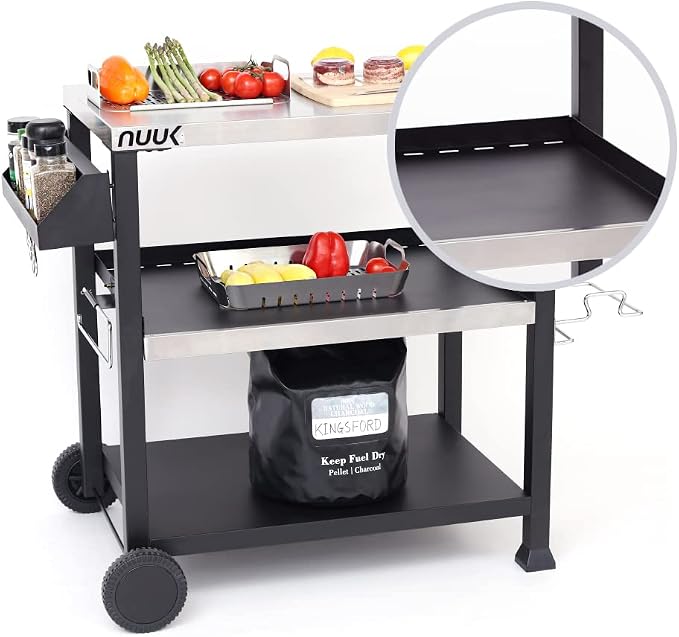 NUUK Three-Shelf Movable Outdoor Dining Cart Table - Image 3